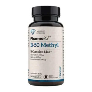 Pharmovit B-50 Methyl B-Complex Max+, kapsułki, 60 szt. UKŁAD KRĄŻENIA ,SKÓRA ,WĄTROBA