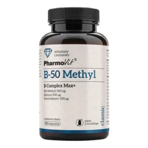Pharmovit B-50 Methyl B-Complex Max+, kapsułki, 120  szt. UKŁAD KRĄŻENIA, SKÓRA,WĄTROBA  podwójna ilość w opakowaniu !