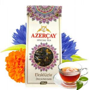 Herbata czarna liściasta Exclusive 100g AZERCAY z kwiatami chabru i nagietka