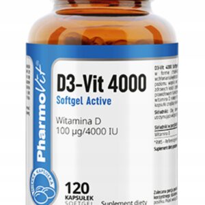 D3-Vit 4000 Witamina D3 4000 IU / 120 kapsułek duża dawka w kapsułce i czysty skład