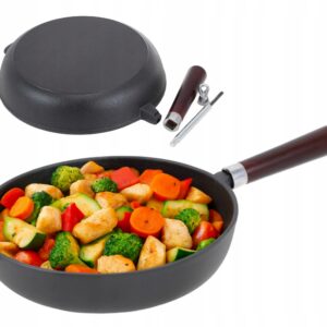 PATELNIA ŻELIWNA 28 cm Ciężka Głęboka odkręcana rączka INDUKCJA GAZ KRISBERG