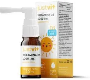 Justvit Witamina D3 1000 j.m krople układ odpornościowy i mięśnie 10ml